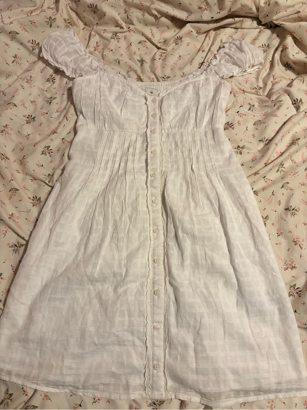 Altered to fit small White Button-Front Linen-Blend Sundress